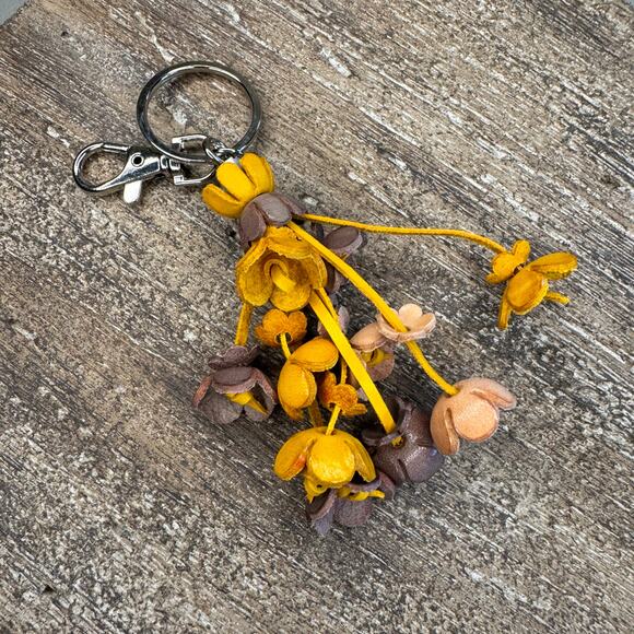 Leather Flower Purse Charm Genuine Leather Bag Charm NEW FAST SHIP - Picture 5 of 6